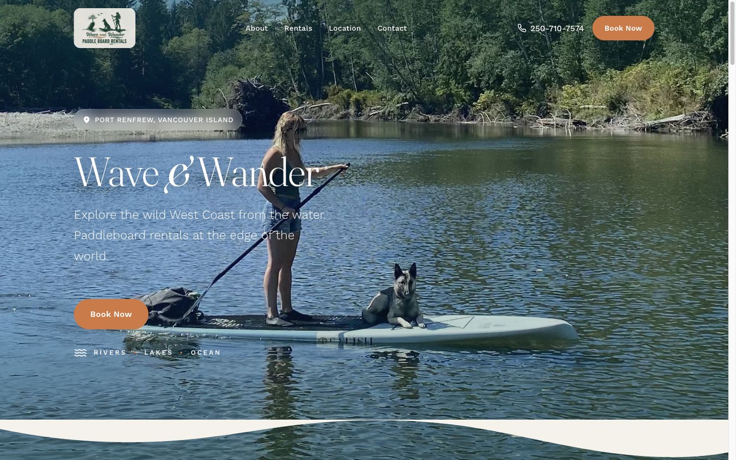 Wave and Wander — screenshot of the live site